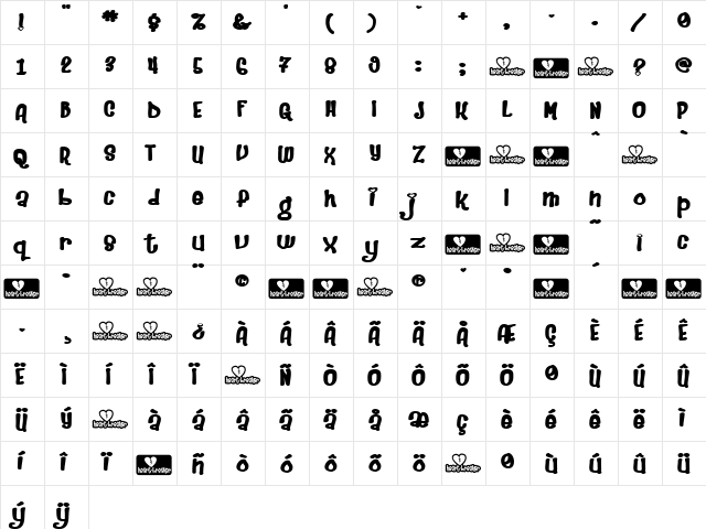 Heartbreaker Heavy  glyph index