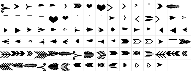 Arrow Crafter Regular  glyph index