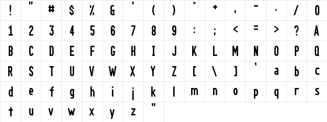 New Regular  glyph index