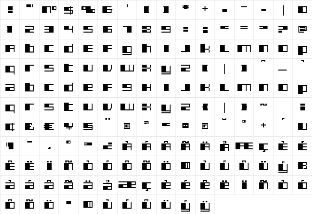 Boxboy Regular  glyph index