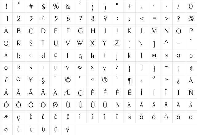 Crossley-Light-Normal Regular  glyph index