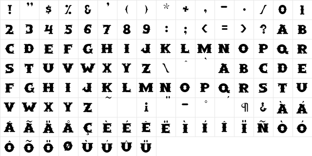 SaloonExt Ext  glyph index