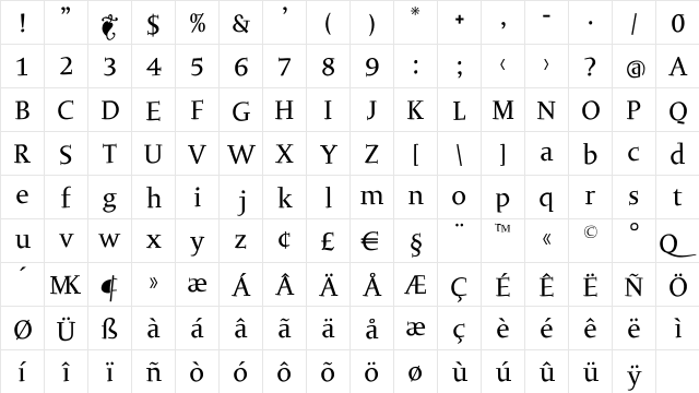 OliJo Regular  glyph index