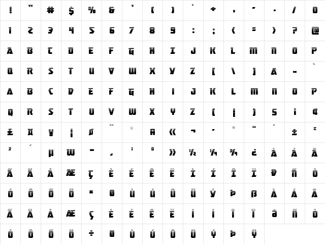 Master Breaker Halftone Regular  glyph index