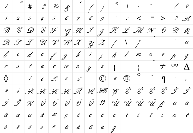 Script-B690 Bold  glyph index