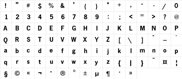 NewsPaperC Bold  glyph index