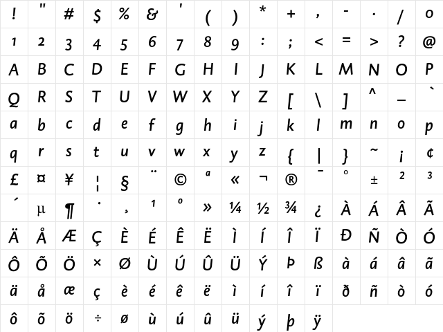 DTLCaspariST MediumItalic  glyph index