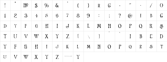 LHF Chapman Regular  glyph index