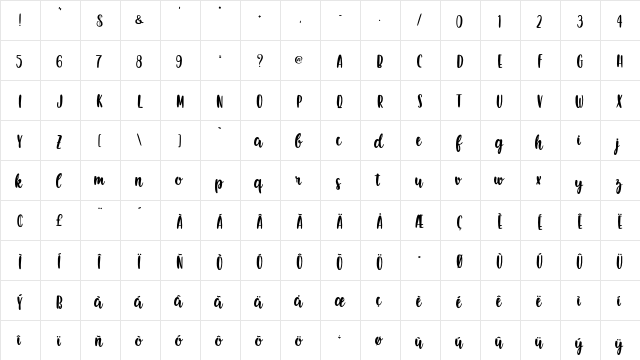 Victory Racket - Personal Use Regular  glyph index