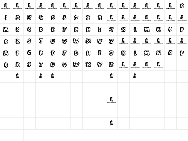 Rocky Bottoms Regular  glyph index