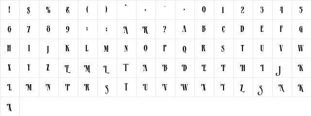 MazamaPlain Regular  glyph index