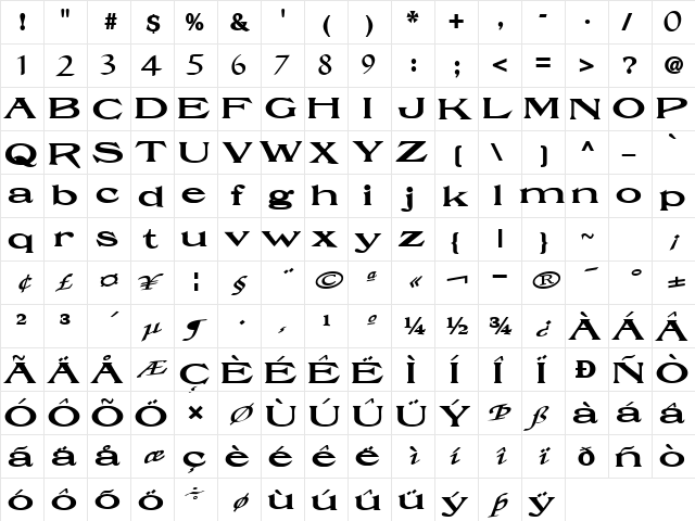 StyleBrandFinal61 Bold  glyph index