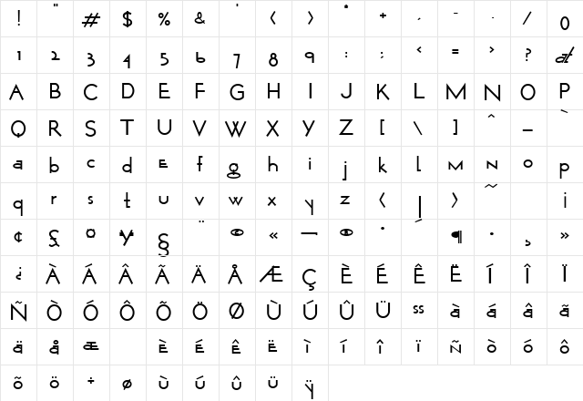 Wurker Bold  glyph index