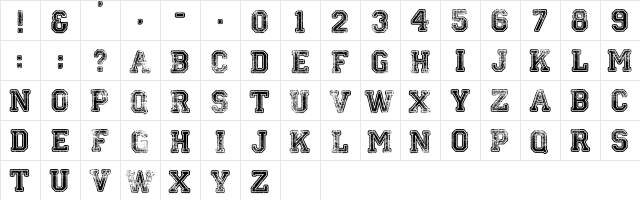Colleged Regular  glyph index