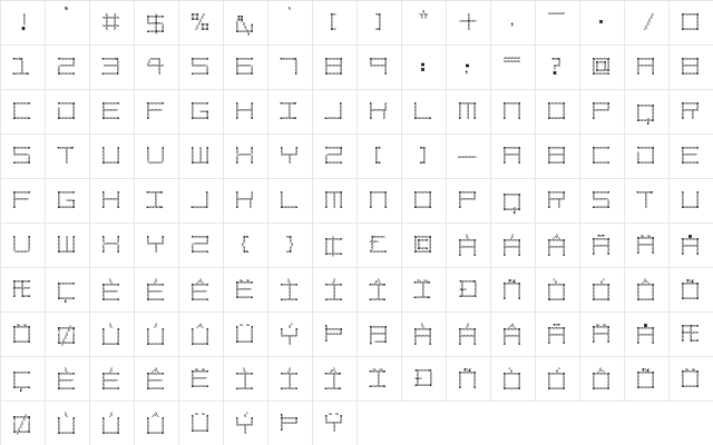 Amaya Technical Leaves Regular  glyph index