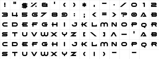 Absolute Xero Regular  glyph index