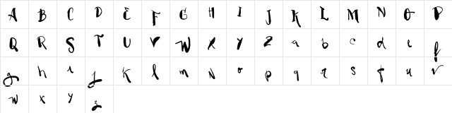 Vtks BlackHair Regular  glyph index