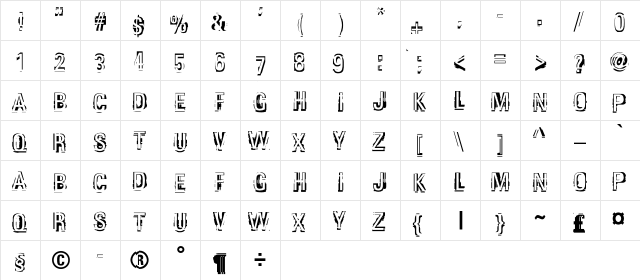GarbedgeC Regular  glyph index