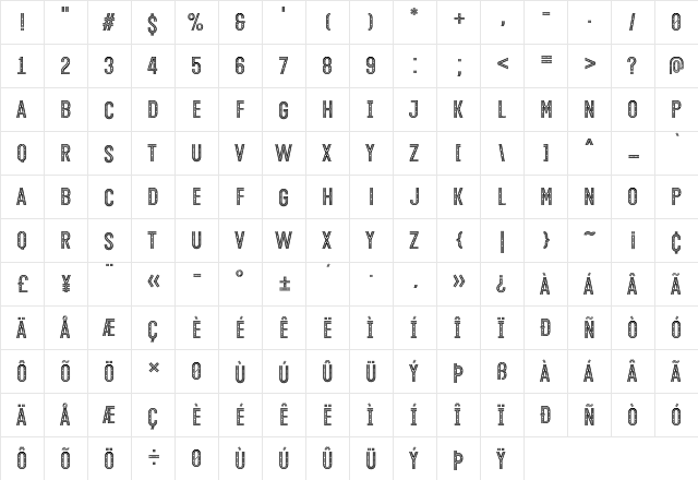 Open Minded Regular  glyph index