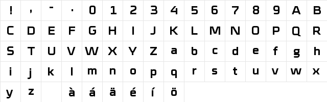 Cube Bold  glyph index