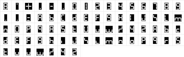 7LED Regular  glyph index