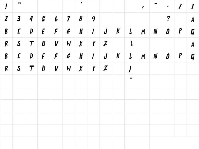 all exes must die! Italic  glyph index