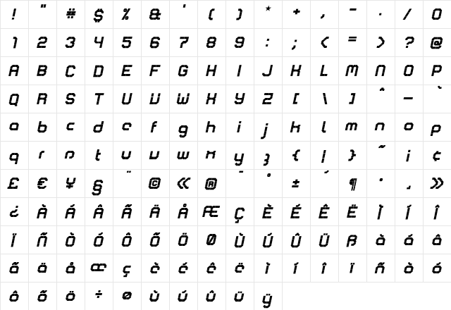 Comsat Navy-Storm  glyph index