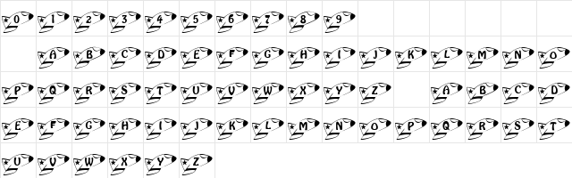 101! Rocket Ride Regular  glyph index