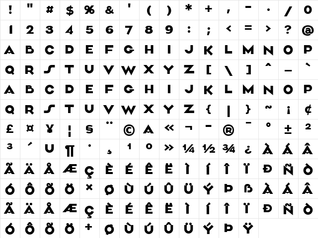 Aliment Medium  glyph index