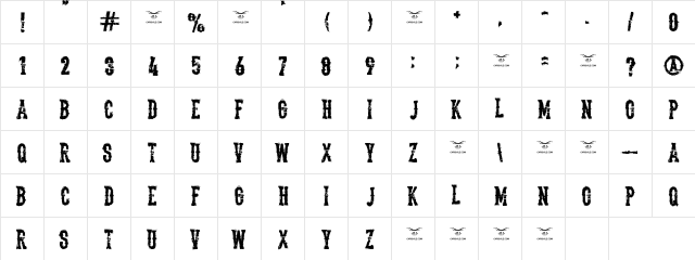 The Deadliest Saloon Regular  glyph index