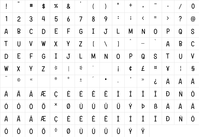 Jelfish Regular  glyph index