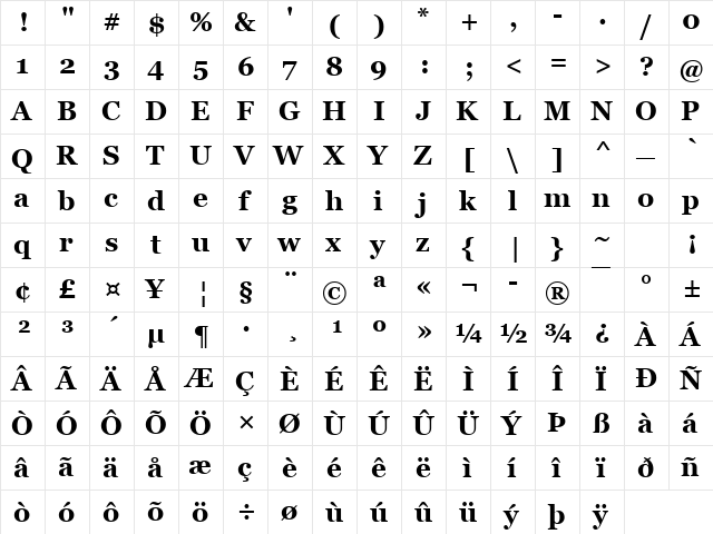 font276 Bold  glyph index