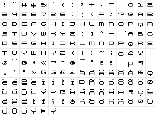 Kenney Rocket Regular  glyph index