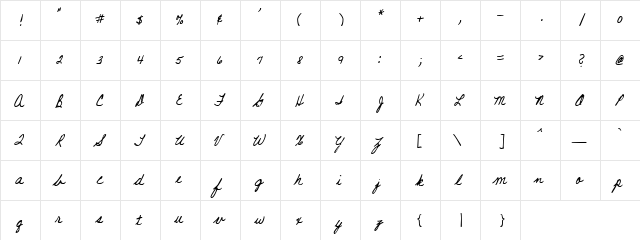LD Script 2 Regular  glyph index