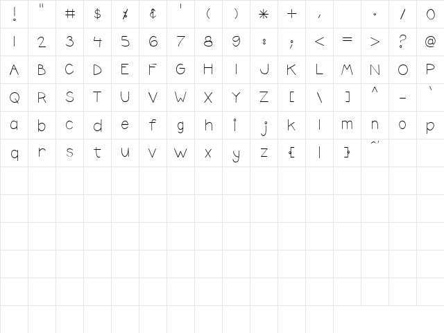 Doodle Print Regular  glyph index