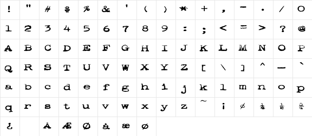 pookie Regular  glyph index