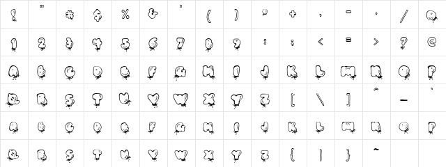 DJ Balloons Regular  glyph index