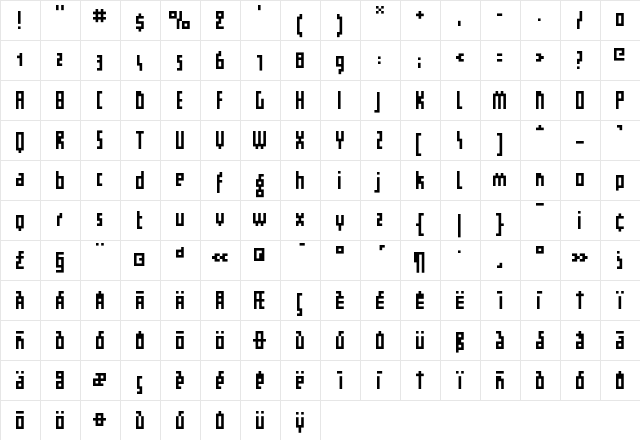 FFNetwork Regular  glyph index