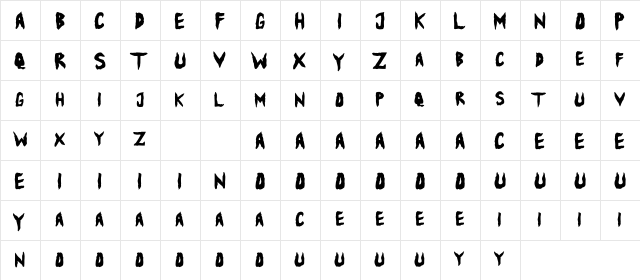 Ballowien Regular  glyph index