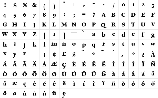 Lexicon No2 Roman E Txt  glyph index
