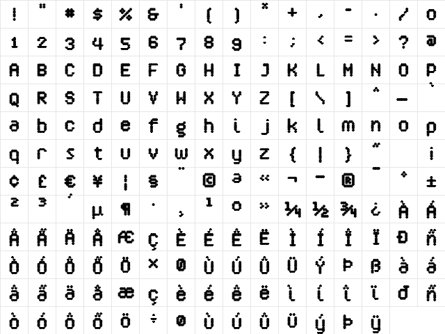 Crossover Black  glyph index