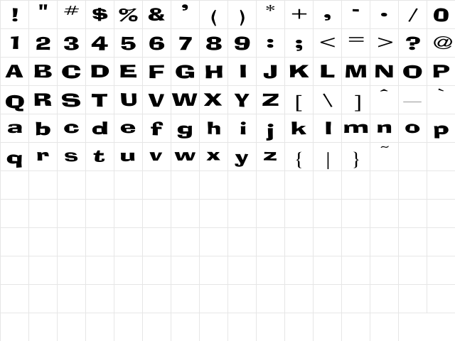 AdLib Ex Regular  glyph index