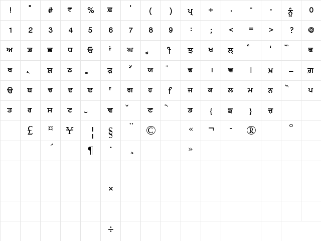 ArivMdr pIAYseIbI Regular  glyph index