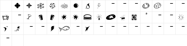 MartysDingbitsLite Regular  glyph index
