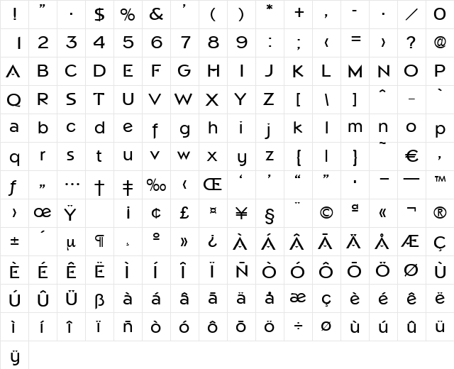 Napoli-Medium Regular  glyph index