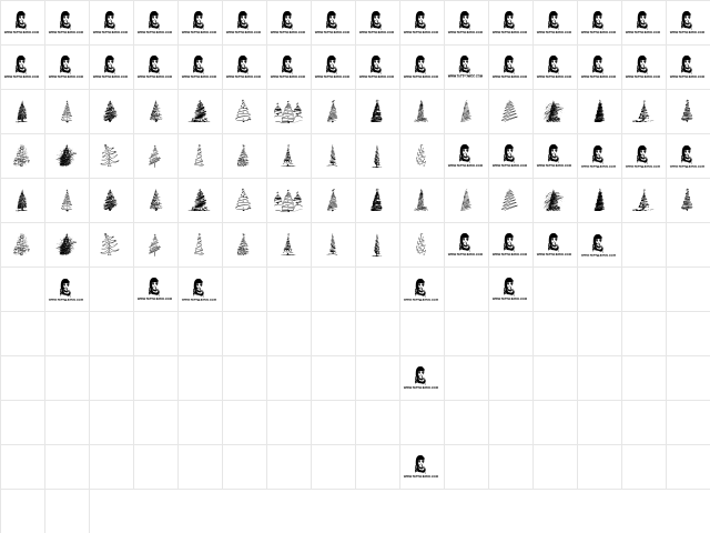 Merry Christmas Trees Regular  glyph index