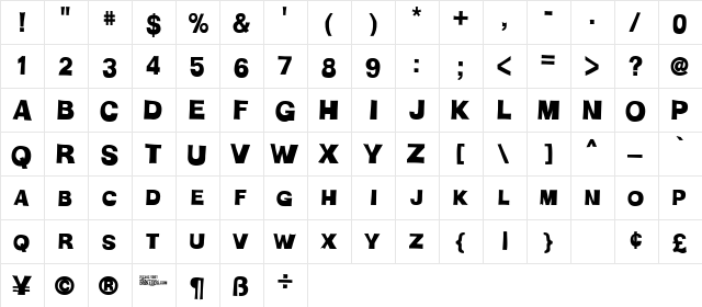 HMan Regular  glyph index