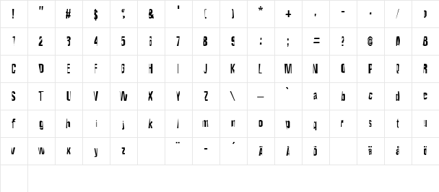 Maceo Regular  glyph index
