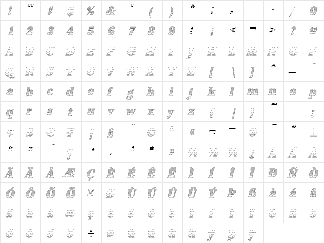 IrisBeckerGradoN-ExBold Italic  glyph index