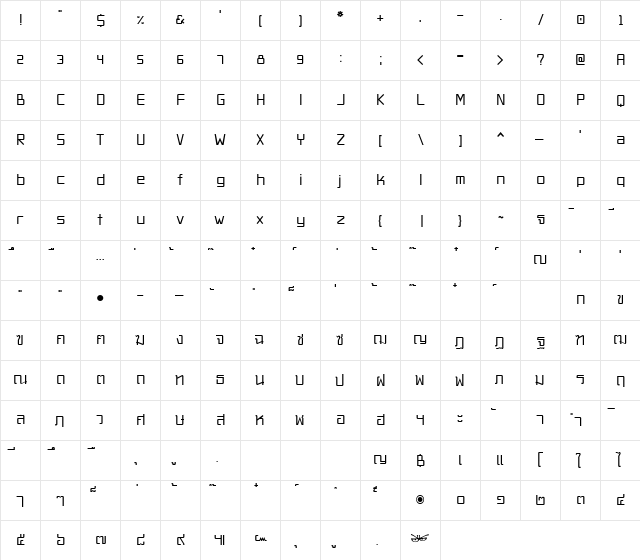 2006_iannnnnISO Regular  glyph index